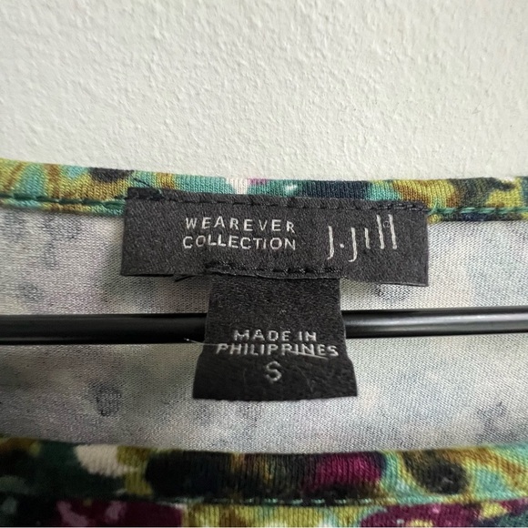 J. Jill Wearever Collection Shift Dress Floral Print Rayon Stretch Long Sleeve S - Picture 5 of 11